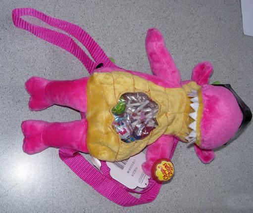 Teddy rucksack containing "Chupa-chups" lollipops