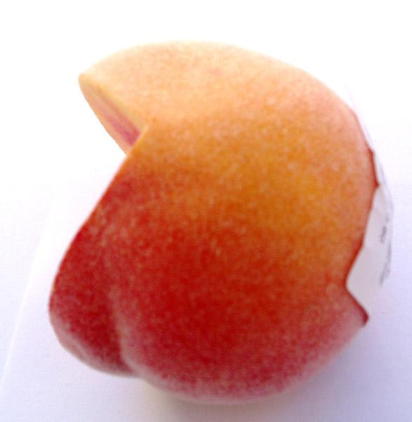 Decorative articles (apple halves and peach)