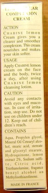 Skin lightening cream with lemon
