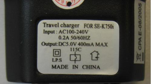 Travel charger for SE – K 750i