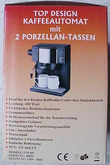 Coffee-maker – "Kaffeeautomat mit 2 porzellan-tassen"