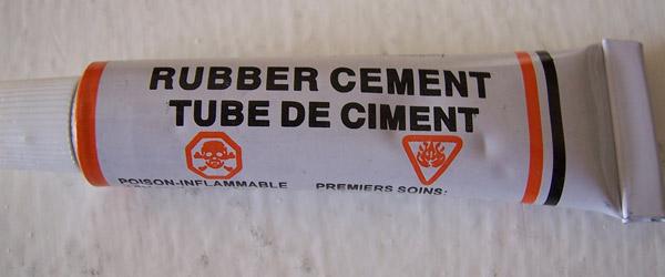 Rubber solution in a bicycle repair kit