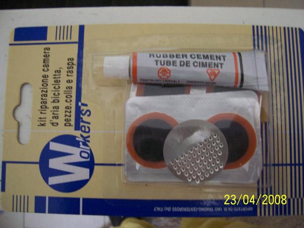 Rubber solution in a bicycle repair kit