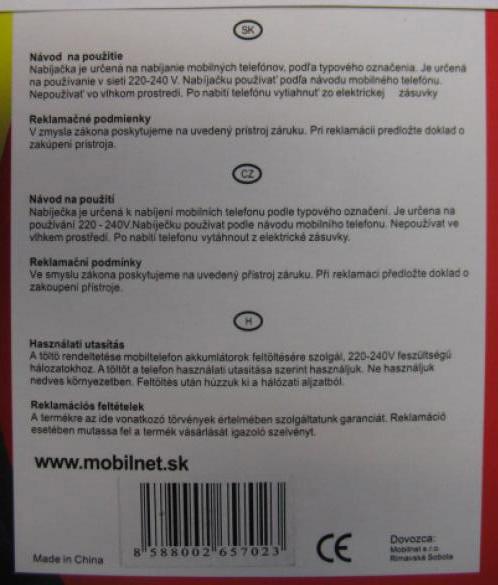 Charger for mobile phone