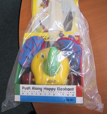 Push-along toy happy elephant