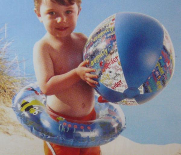 Inflatable swim ring and ball