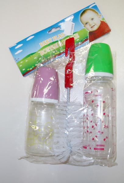 Baby bottle with cleaner – "Plastic bottle and nipple"