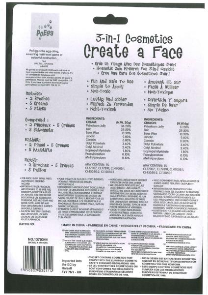 Creative play face paints - “Create a Face”, 3-in-1 Cosmetics