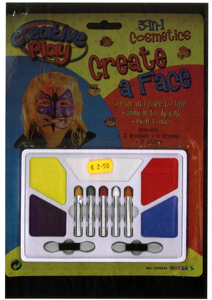 Creative play face paints - “Create a Face”, 3-in-1 Cosmetics