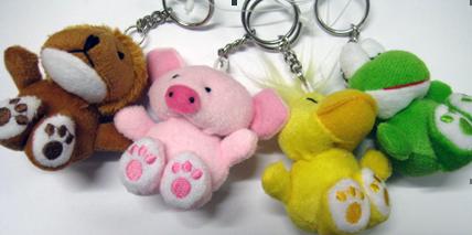 Key-ring with soft toy