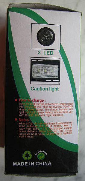 Lamp with battery and built-in battery charger - 3 LED / Caution light