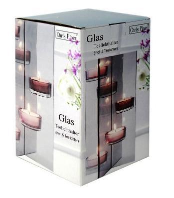 Tealight holder - Glas Teelichthalter (incl. 5 Teelichtern)