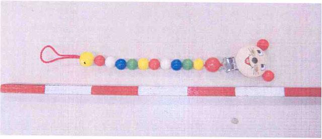 Soother chains (with a mouse's head, and in the shape of a train)