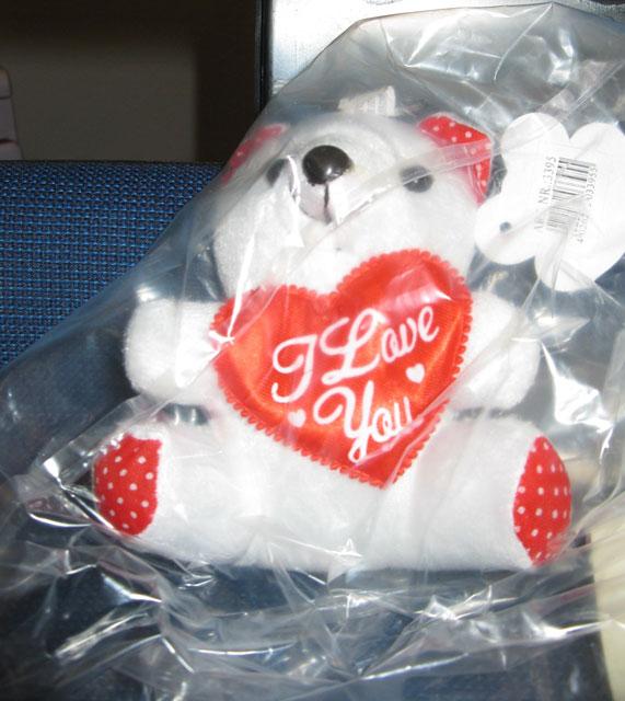 Key ring with soft toy (bear) with heart "I Love You"