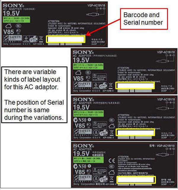 AC adapter for SONY VAIO notebook