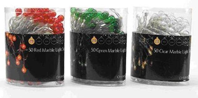 Lighting chain - 50 Clear/Red/Green Marble Lights