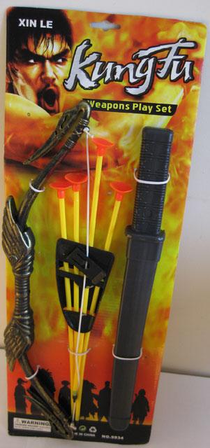 Play set with bow, projectiles and knife - Kung Fu Weapons Playset