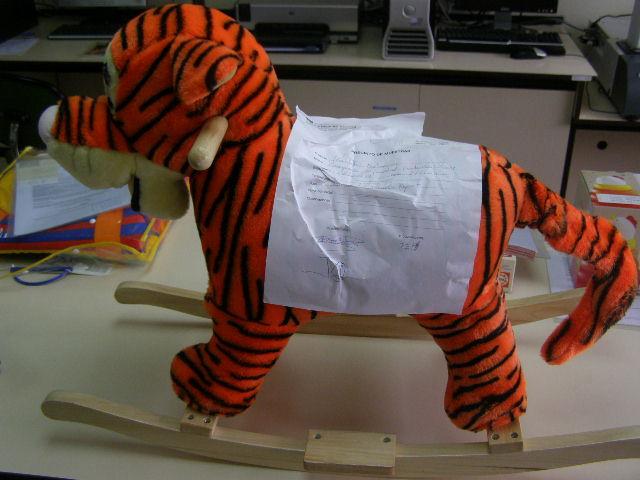 Soft tiger on rocking base