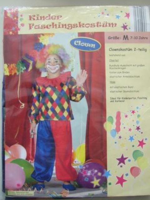 Children's carnival costumes: clown, Indian, pirate