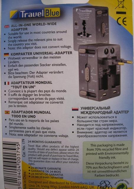 Travel adaptor - All-in-One World Wide Travel Adaptor