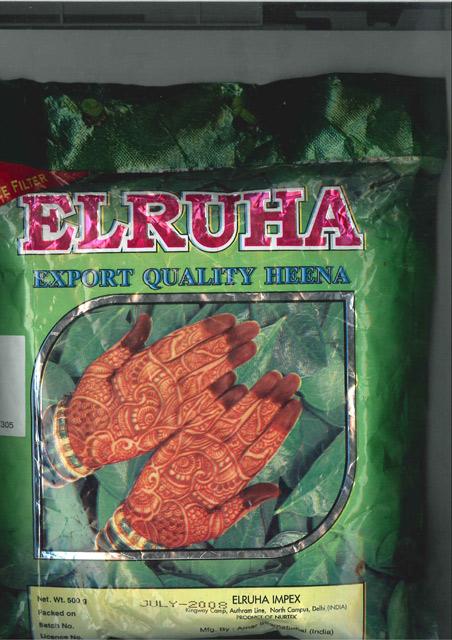 Henna hand paint - "Elruha Export Quality Heena"