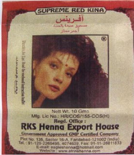 Henna hair dye “Afrin´s Supreme Red Henna”