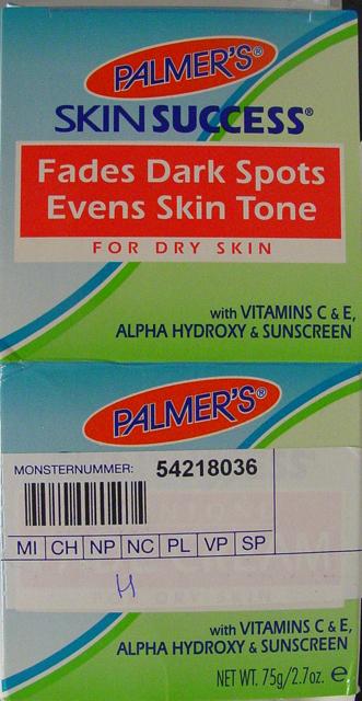 Skin-lightening cream1)Palmer’s Skin Success E