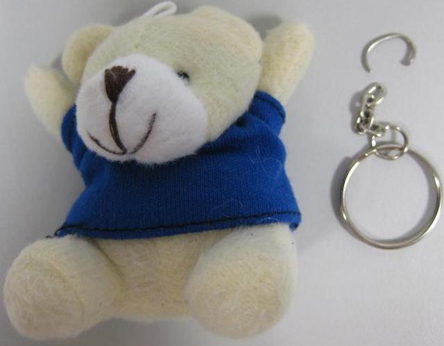 Key-ring with plush toy bear