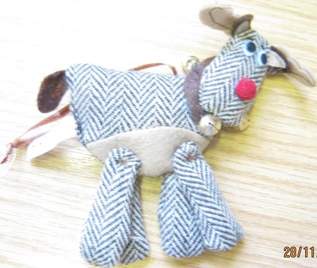 Soft toy "Deco Reindeer Tree Decoration with Bells