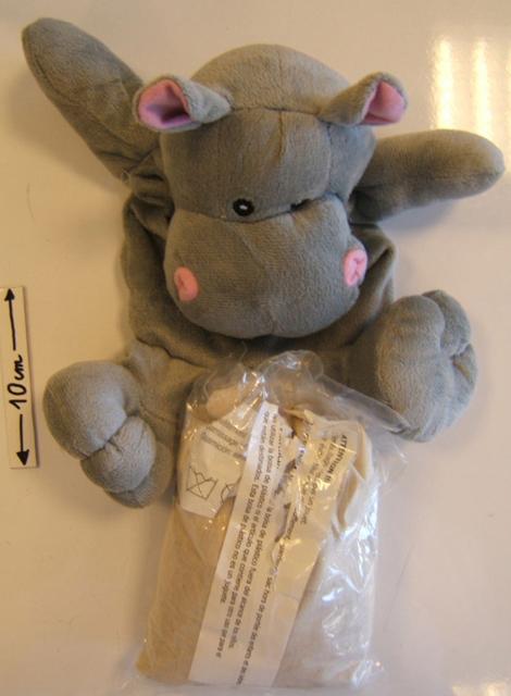 Hot water bottle in the shape of a hippopotamus
