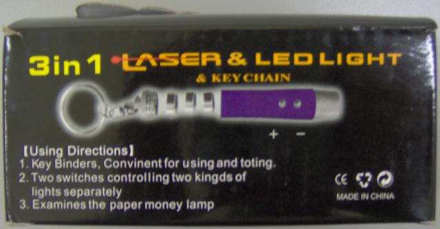 Laser pointer key-ring "3 in 1 Laser &amp; LED Light"