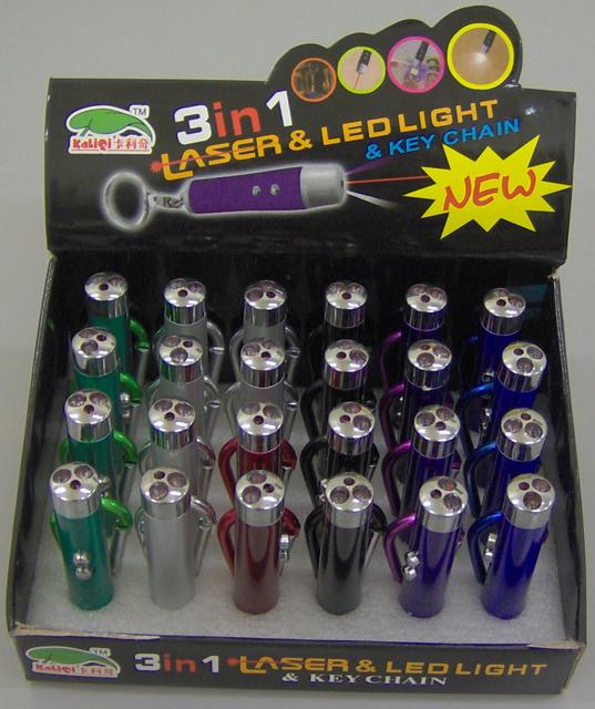 Laser pointer key-ring "3 in 1 Laser &amp; LED Light"
