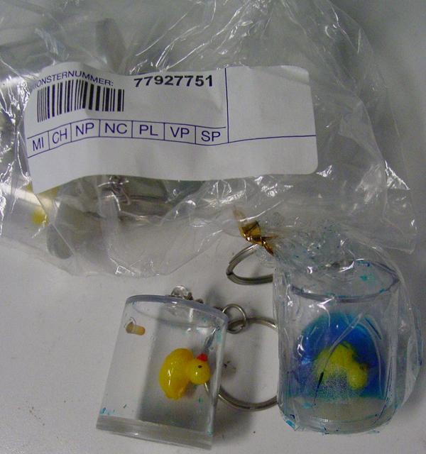 Key ring duck aquarium and water dolphin
