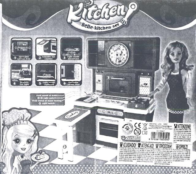 Kitchen set with plastic doll