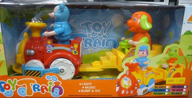 Activity toys: train, lorry and van.