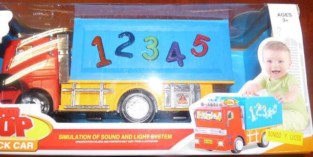Activity toys: train, lorry and van.