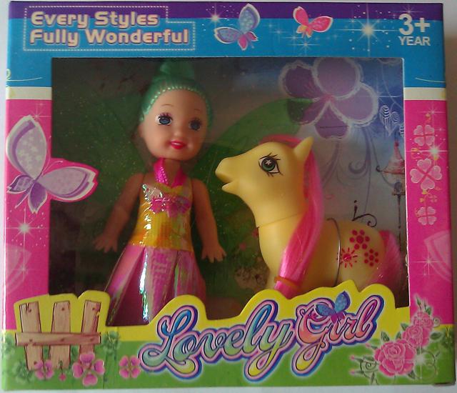 Plastic doll with pony