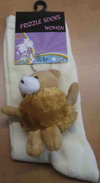 Socks with teddy bear key-ring