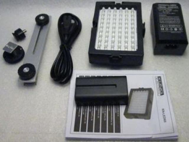 LED camera light supplied with a battery charger