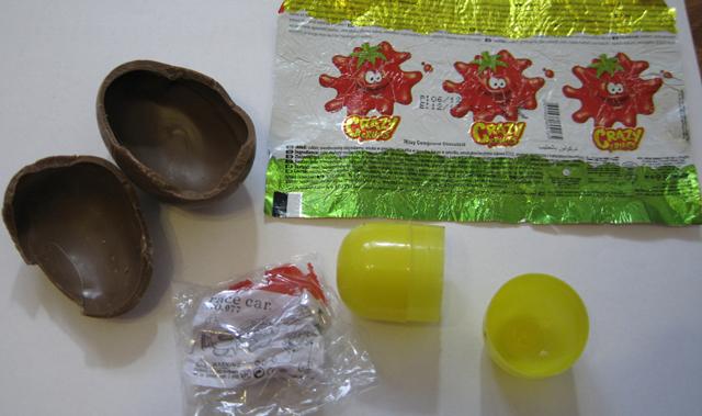 Chocolate eggs with a toy