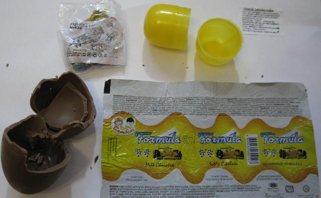 Chocolate eggs with a toy