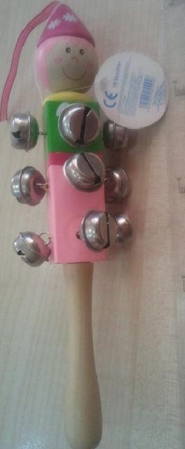 Wooden rattle with bells