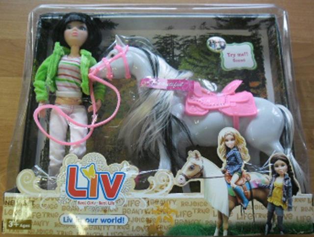 Plastic doll with horse