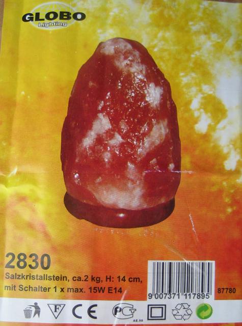 Salt crystal lamp